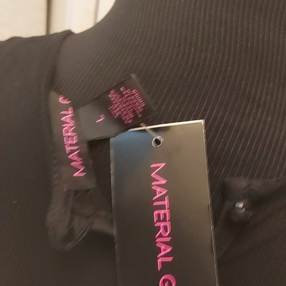 Black NWT  Marerial Girl peplum top with mesh. - Picture 7 of 12